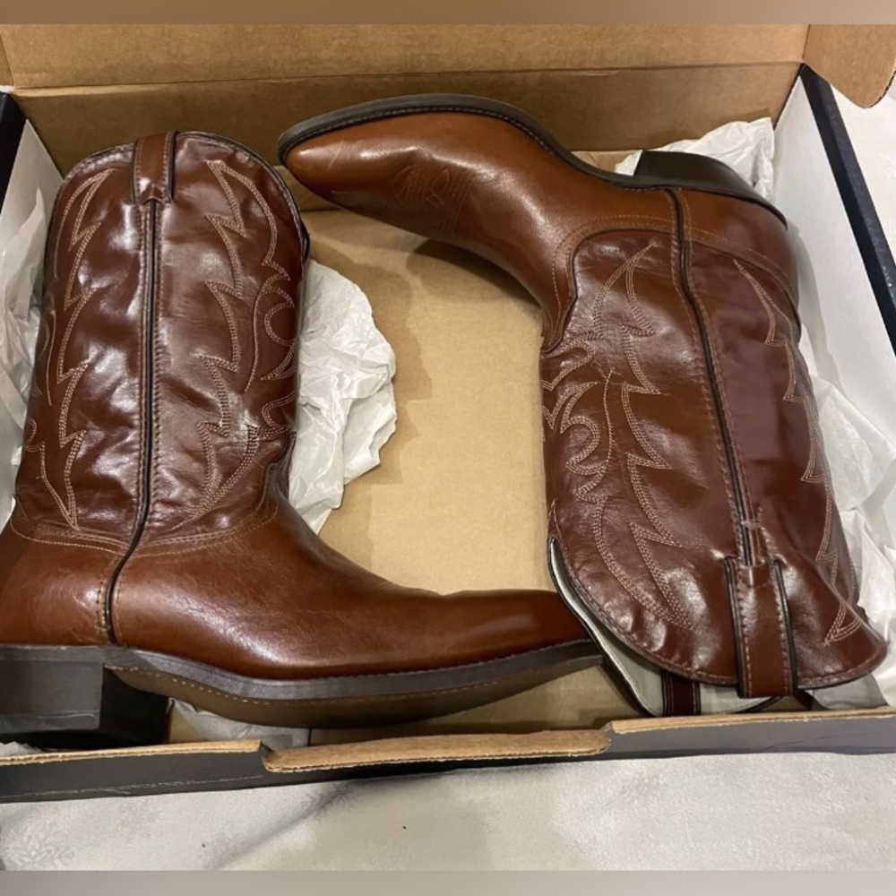 Larado (21871) Men’s 12” Rust All Waxy Leather Cowboy Boots Size 12D Preowned